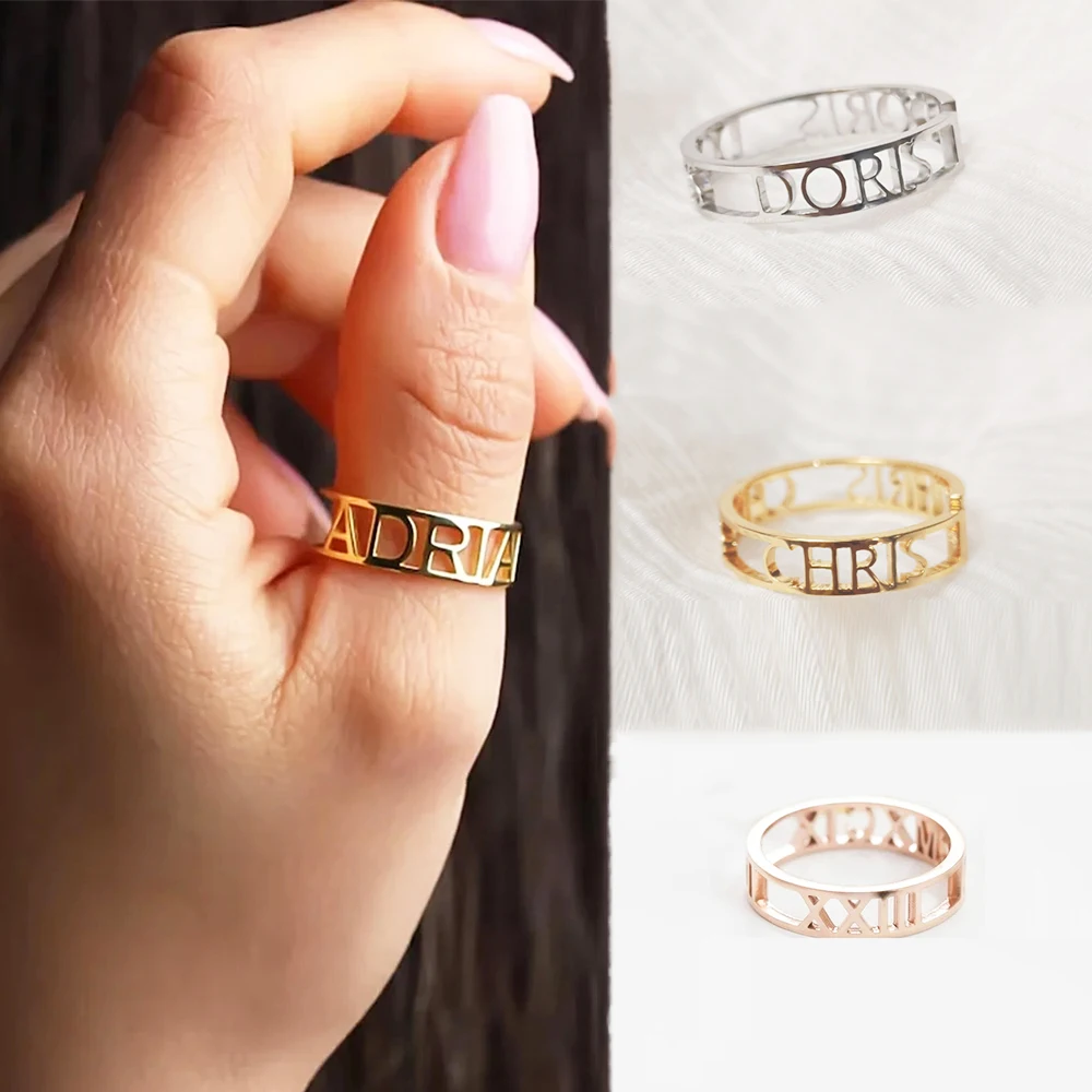 Initial Ring Custom - Spersonalizowana nazwa litery Otwarty pierścień Hollow