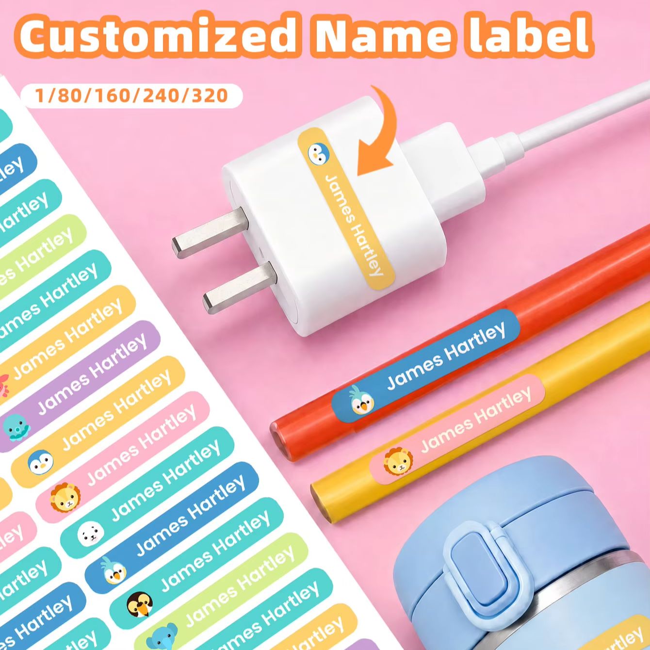 Personalized Name Box - 1-320 szt. Personalizowane naklejki z imieniem