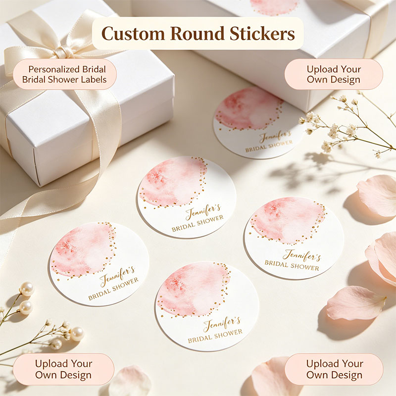 Naklejki okrągłe w kolorze róż – Personalized Name Box recenzja i cena