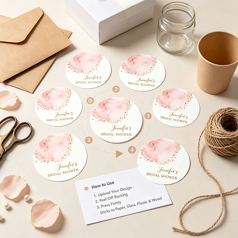 Naklejki okrągłe w kolorze róż – Personalized Name Box recenzja i cena